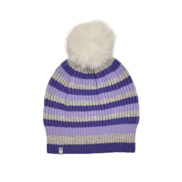 Cashmere Striped Pom Pom Hat