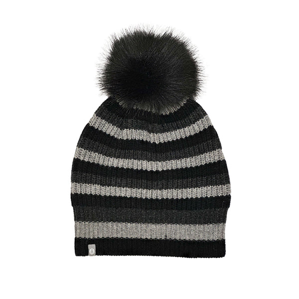 Cashmere Striped Pom Pom Hat