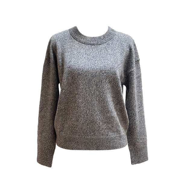 Cashmere Two Tone Yarn Crew Neck Pullover