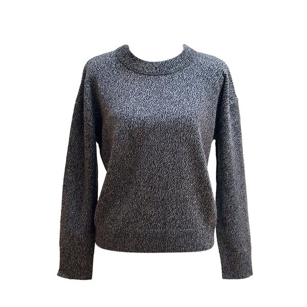 Cashmere Two Tone Yarn Crew Neck Pullover