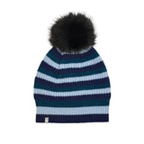 Cashmere Striped Pom Pom Hat