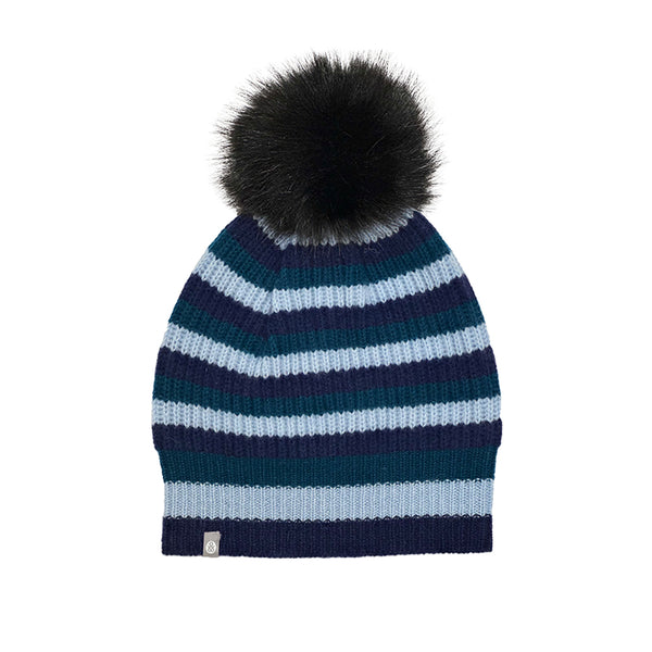Cashmere Striped Pom Pom Hat