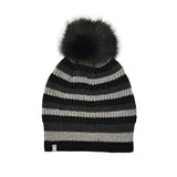 Cashmere Striped Pom Pom Hat