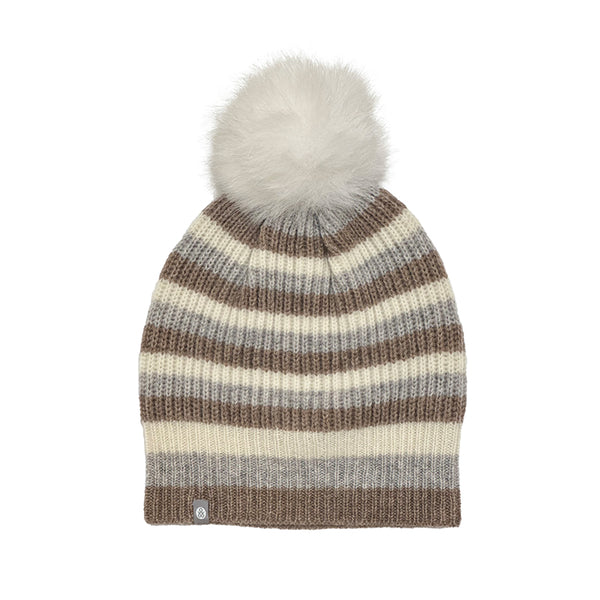 Cashmere Striped Pom Pom Hat
