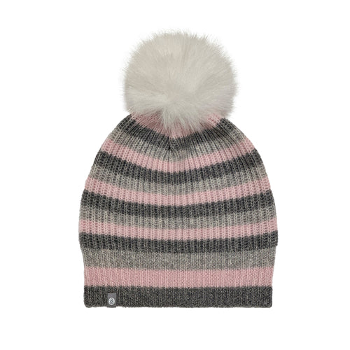 Cashmere Striped Pom Pom Hat