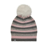 Cashmere Striped Pom Pom Hat