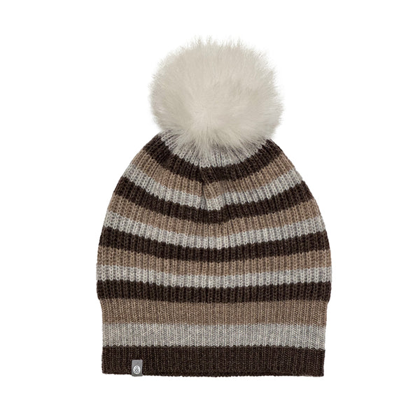 Cashmere Striped Pom Pom Hat
