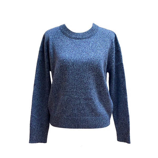 Cashmere Two Tone Yarn Crew Neck Pullover