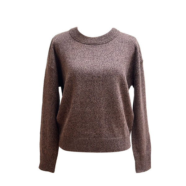 Cashmere Two Tone Yarn Crew Neck Pullover